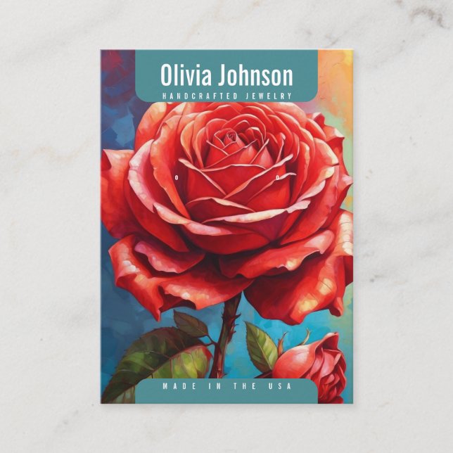 De Visite Rose Boucles d'oreilles Bijoux Carte d'affichage (Devant)