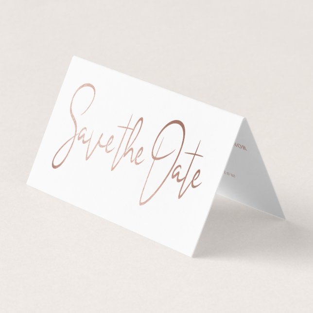De Visite Rose Gold Foil Script Photo Enregistrer La Carte D (Devant)