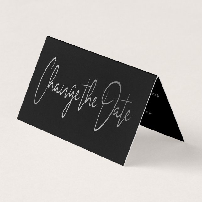 De Visite Script Foil Argent Moderne Modifier La Carte Date (Devant)