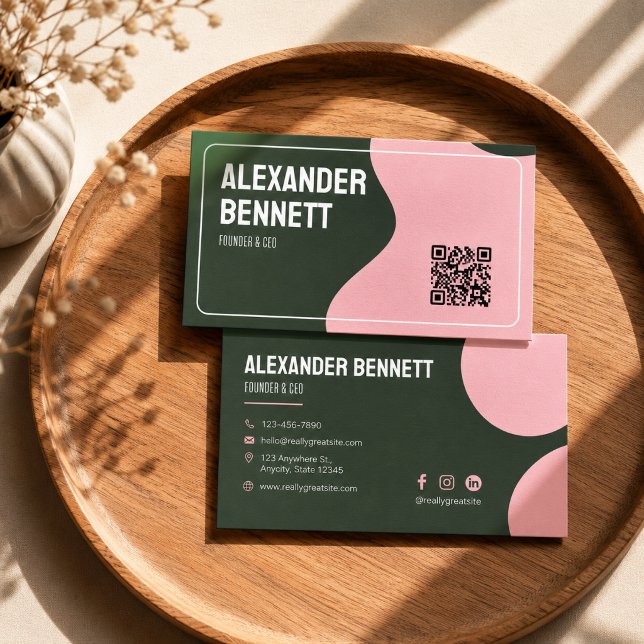 De Visite Simplicité audacieuse Carte QR code scannable vert (Créateur téléchargé)