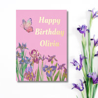 carte d'anniversaire iris rose