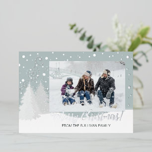 De Vœux En Aluminium Carte photo à huile d'argent neigeux