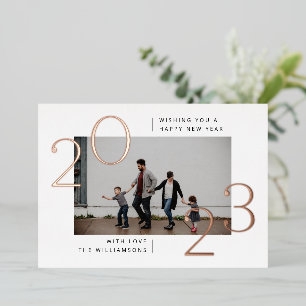 De Vœux En Aluminium Minimal moderne 2023 Foil Carte photo du Nouvel An