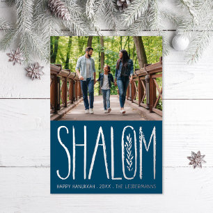 De Vœux En Aluminium Shalom Hanoukka Holiday Photo Carte Foil Argent
