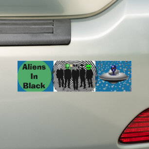 De Voiture aliens en autocollant pare-chocs noir