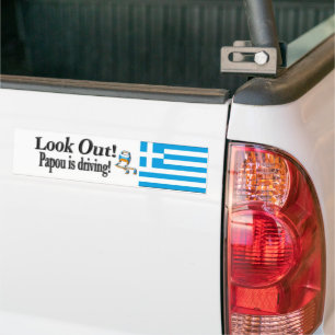 De Voiture Attention Papou conduit ! Autocollant grec