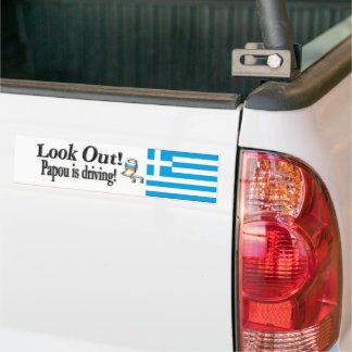 De Voiture Attention Papou conduit ! Autocollant grec
