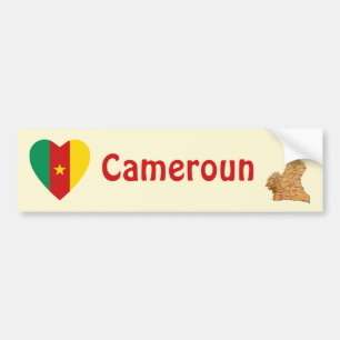 De Voiture Autocollant Caméroun Drapeau Cœur + Carte