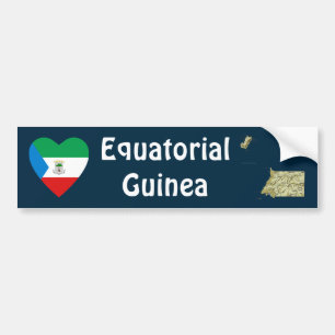 De Voiture Autocollant Equateur-Guinée Drapeau Cœur + Carte