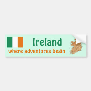 De Voiture Autocollant Irelande Drapeau + Carte