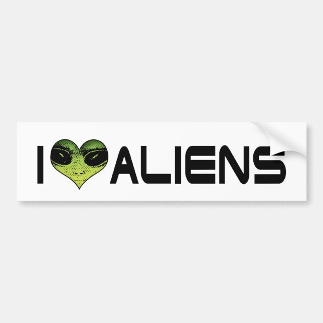 De Voiture Autocollant J'aime les Aliens (Devant)