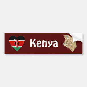 De Voiture Autocollant Kenye Drapeau Cœur + Carte