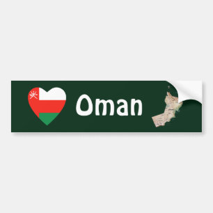De Voiture Autocollant Oman Drapeau Cœur + Carte