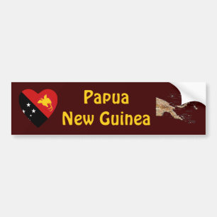 De Voiture Autocollant Papua-Nouvelle-Guinée Drapeau Cœur + C