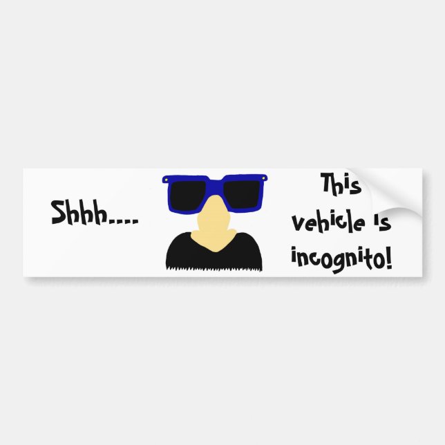 De Voiture Autocollant pare-chocs Incognito Mustache & lunett (Devant)