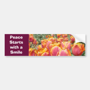 De Voiture autocollant Peace Starts with a Smile ! Tulipes