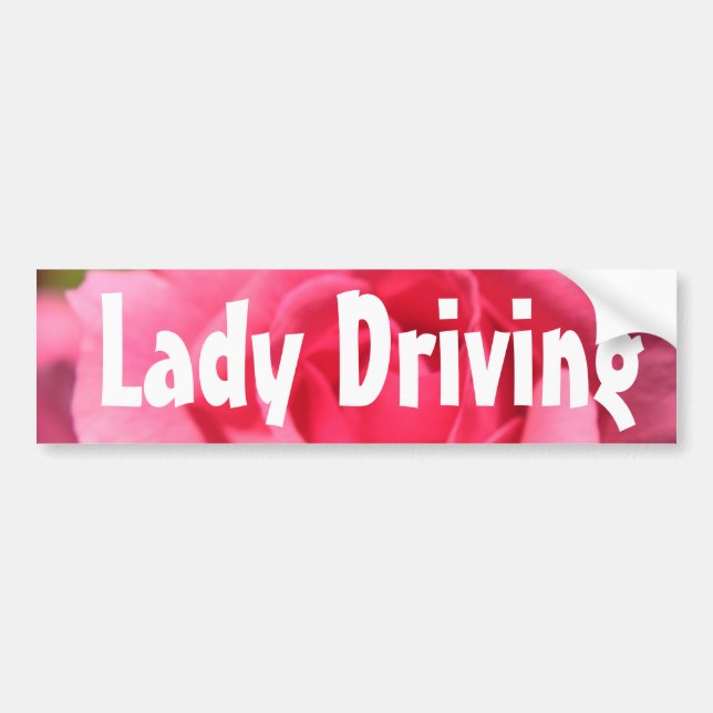 De Voiture femme rose rose, femme conduisant un autocollant p (Devant)