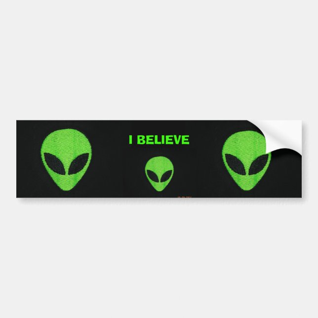 De Voiture JE CROIS. Autocollant pare-chocs alien (Devant)