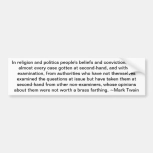 De Voiture Mark Twain sur la politique autocollant pare-chocs