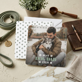 De Votre Photo de Chien Sage Vert Carte Plate Papa