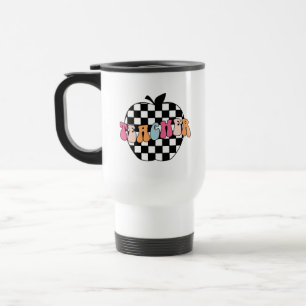 De Voyage à damiers Apple Teacher Travel Mug
