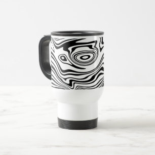 De Voyage Abstrait Black Blanc Wavy Striped Travel Mug