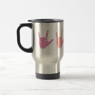 De Voyage ASL Sign Language I Love You Motif Travel Mug