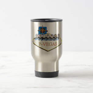De Voyage Blue Orange P Vegas Platteville Wisconsin Mug