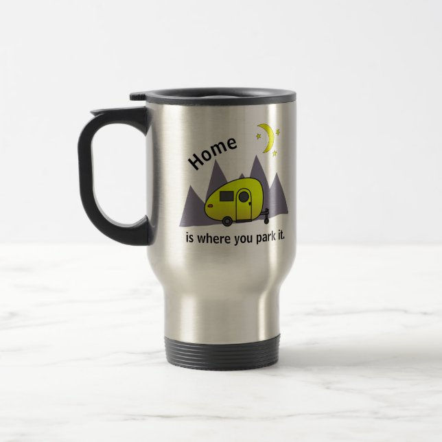 De Voyage Camper Trailer Jaune Teardrop Mug (Gauche)