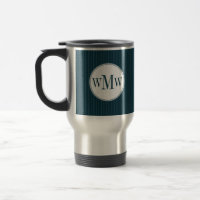 Cobalt Pinstripe Monogramme Mug