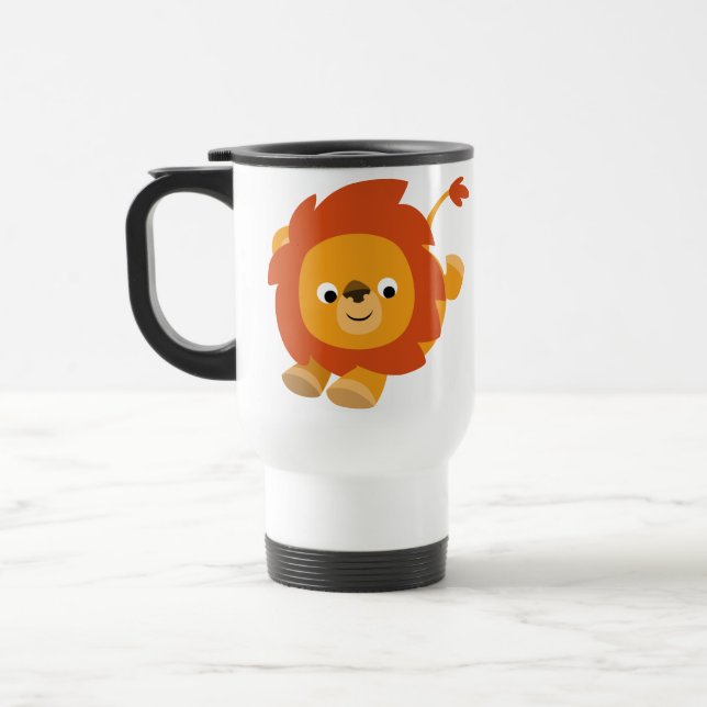 De Voyage Cute Perky Cartoon Lion Commuter Mug (Gauche)