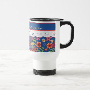 De Voyage Flore Retro Personnalisée, Faux Lace Travel Mug