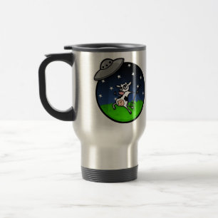 DE VOYAGE FUNNY CARTOON DAIRY VW UFO ABDUCTION MÉTAL MUG