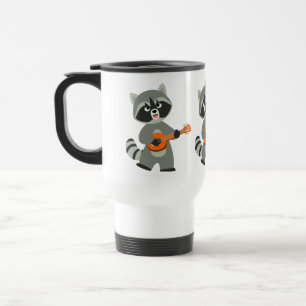 De Voyage Jolie Cartoon Raccoon Jouer Banjo Commuter Mug