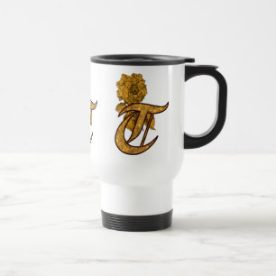 De Voyage Monogramme initial T Gold Peony Travel Mug