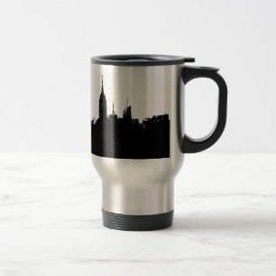 De Voyage Noir Blanc New York Skyline Silhouette Travel Mug