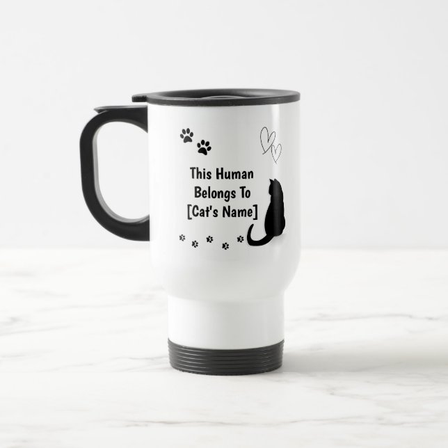 De Voyage Personalized Black Cat Travel Mug (Gauche)