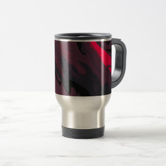 De Voyage Red and Black Marble Swirl Travel Mug