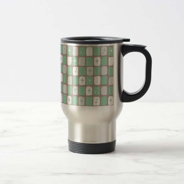 De Voyage Retro Jade Starbursts Acier Inoxydable Travel Mug (Droit)