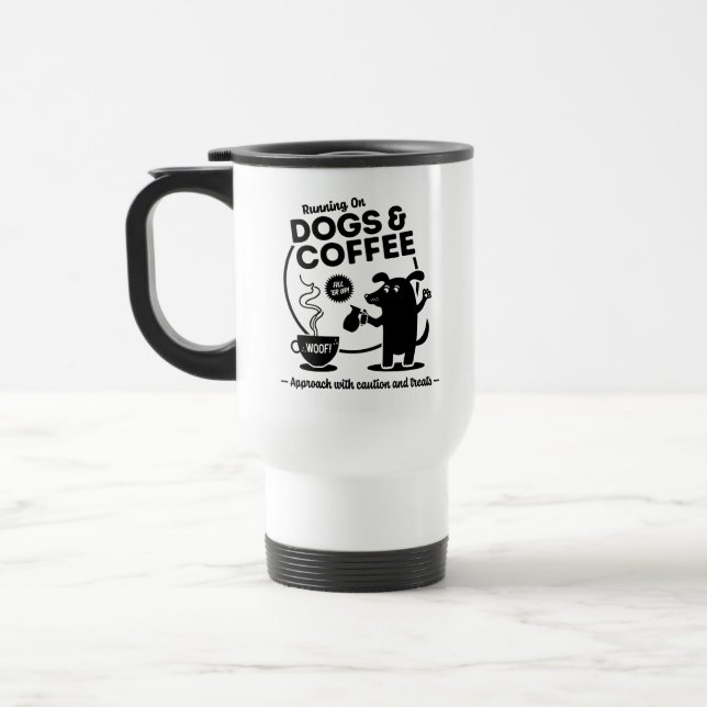 De Voyage Running on Dogs and Coffee Travel Mug (Gauche)