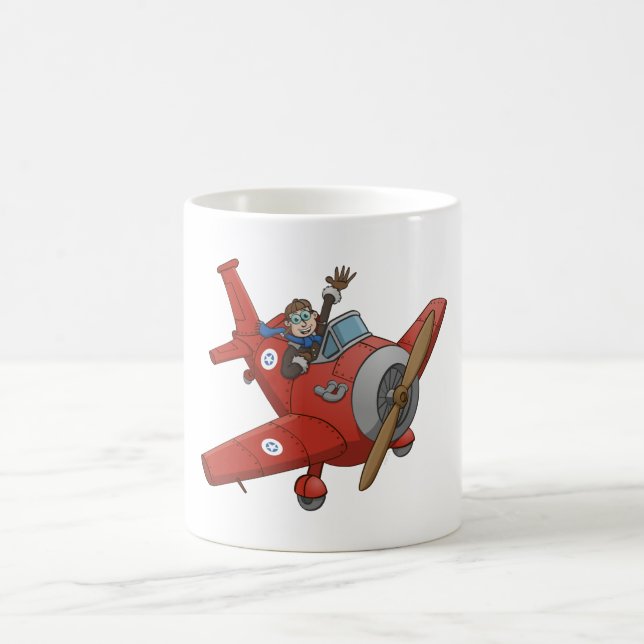 De vrolijke piloot in het rode vliegtuig. kaffeetasse (Mittel)