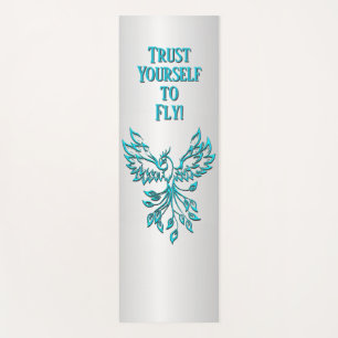 De Yoga Phoenix bleu sarcelle se lève du tapis Croyez