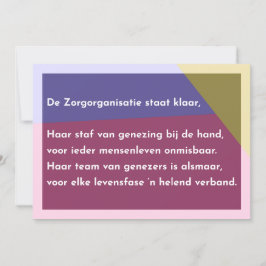 De Zorgorganisatie staat klaar Dankeskarte