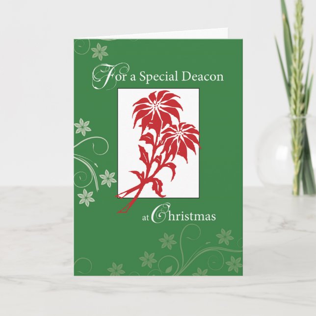 Deacon, Christmas Poinsettias Feiertagskarte (Vorderseite)