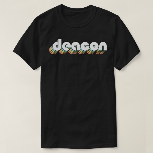 Deacon Retro Rainbow Typografie Faded Style T-Shirt (Design vorne)