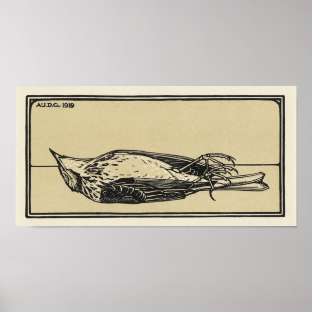 Dead Bird von Julie de Graag Art Nouveau Poster (Vorne)