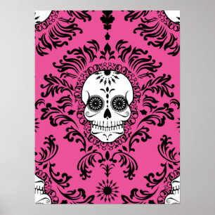Dead Damask - Chic Sugar Skull Art Poster