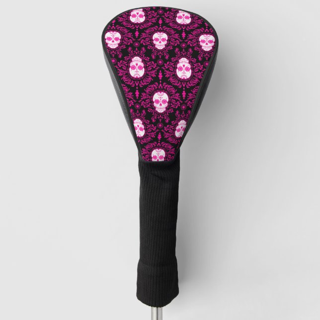 Dead Damask Hot Pink Sugar Skulls Golf Cover Headcover (Vorderseite)