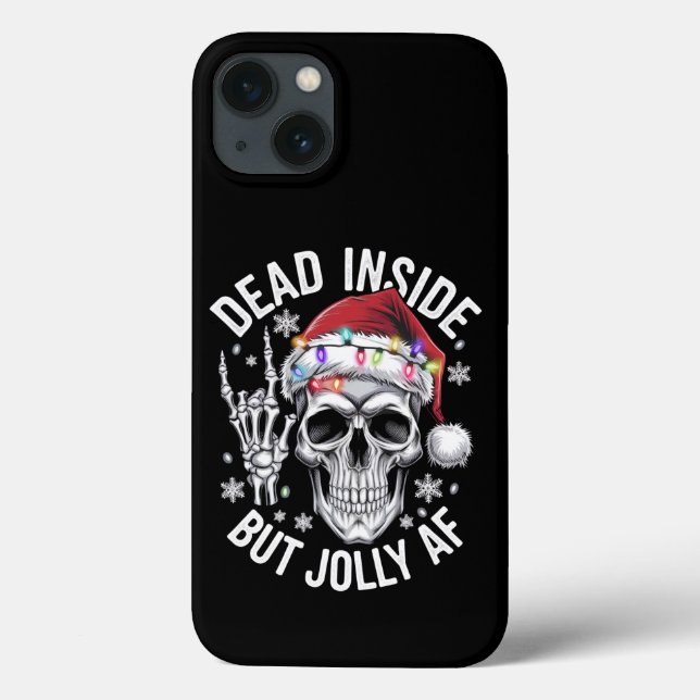 Dead Inside Aber Jolly AF Weihnachtsgeschenk Skele Case-Mate iPhone Hülle (Rückseite)