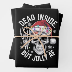 Dead Inside Aber Jolly AF Weihnachtsgeschenk Skele Geschenkpapier Set